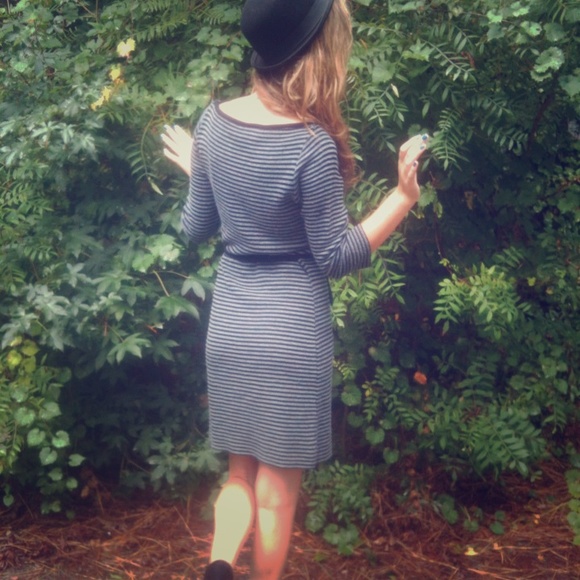 •TRADED• Black and Gray striped dress