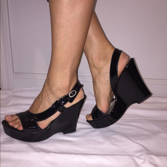 Black dressy Wedge Slingbacks