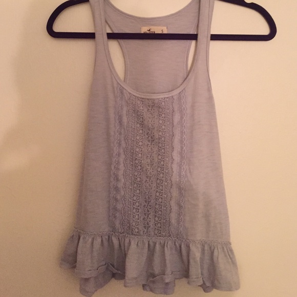 Grey and lace Hollister peplum top