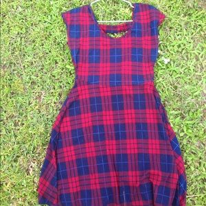 Plaid backless dress