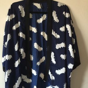 Bat print kimono