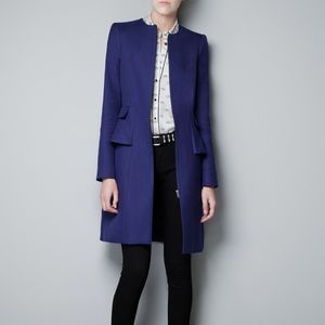 Zara Basic structured coat with drill/peplum