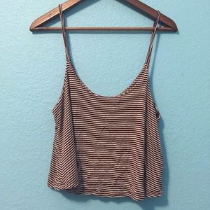 Brandy Melville Maroon & White Striped Tank