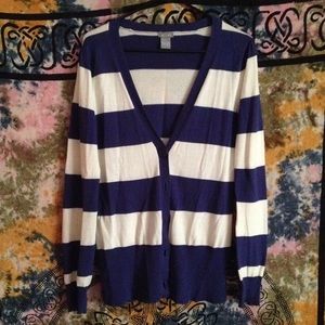 Navy and white striped sweater