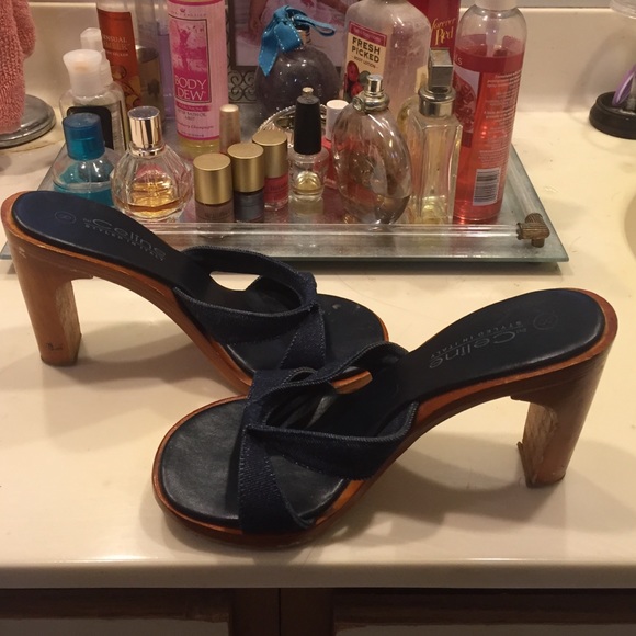 Blue denim heels