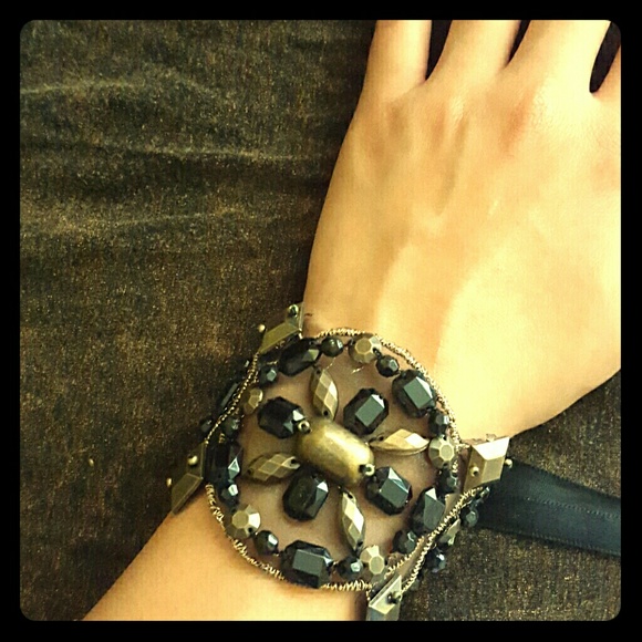 Black and bronze bracelet