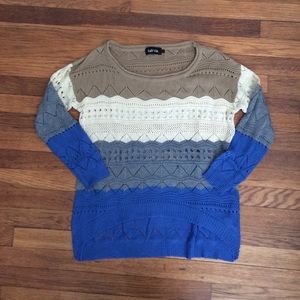 Color block crochet sweater