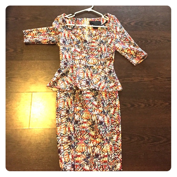 Multicolor Kardashian Kollection Peplum midi dress