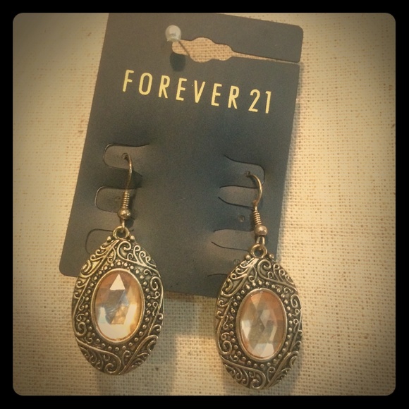 Earrings gold and brown jewel