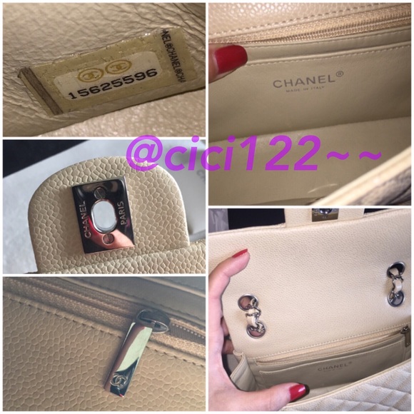 💜SOLD💜Authentic Chanel Beige Caviar Mini Flap - Picture 2 of 4