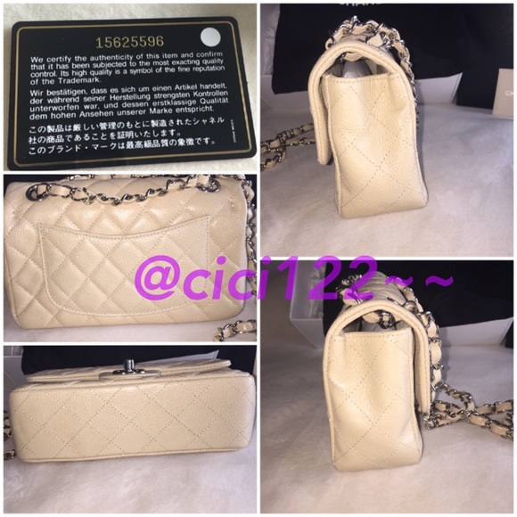 💜SOLD💜Authentic Chanel Beige Caviar Mini Flap - Picture 3 of 4