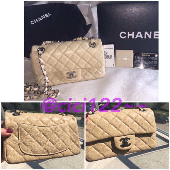 💜SOLD💜Authentic Chanel Beige Caviar Mini Flap - Picture 4 of 4