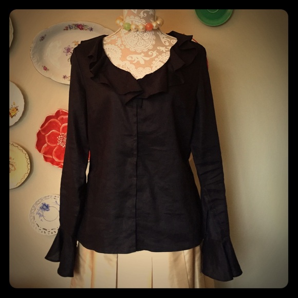 🎈Final Sale🎈INC Linen Ruffle Blouse.