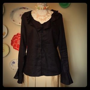 🎈Final Sale🎈INC Linen Ruffle Blouse.