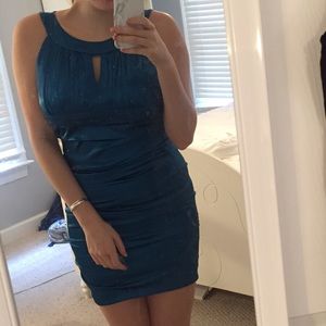 Teal satin dress