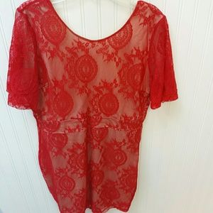 Red Open Back Lace Dress