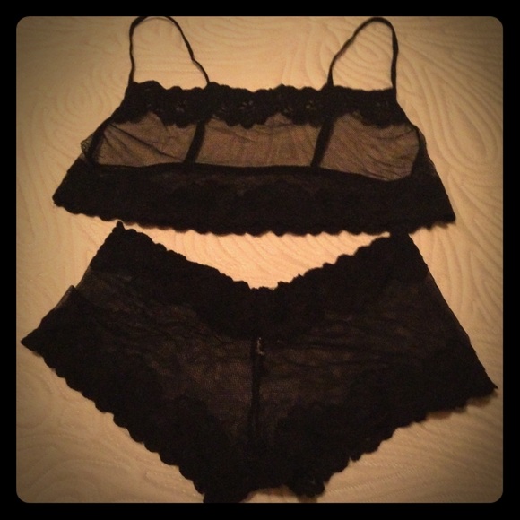 Black sheer bralette and boy shorts