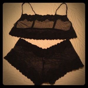 Black sheer bralette and boy shorts