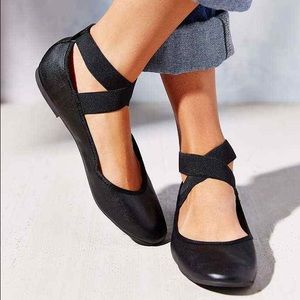 Kimchi Blue Black Elastic Cross-Strap Flats
