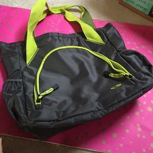 Gray and neon yellow C9 gym bag