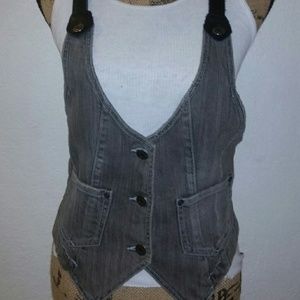Grey stonewash vest