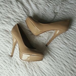 Nude Patent Leather Pumps