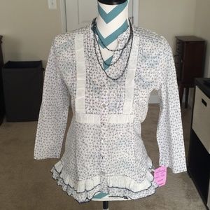 Brand new fringe/floral button down shirt sz small