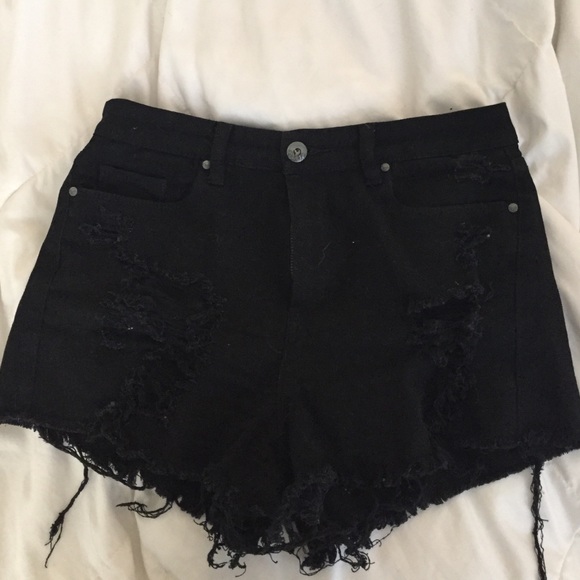 Blank denim cut off shorts with skull detail