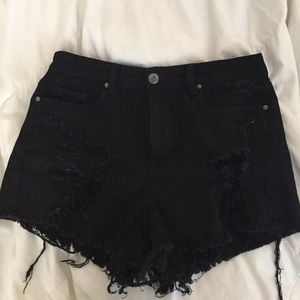 Blank denim cut off shorts with skull detail