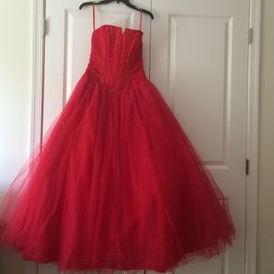 Mori Lee red  ballroom Gown.