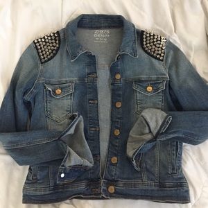 Zara spiked shoulder denim jacket