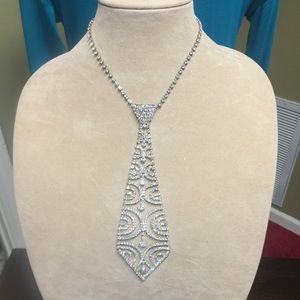 Tie shaped rhinestone necklace