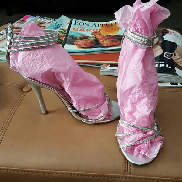 Celeste silver heels
