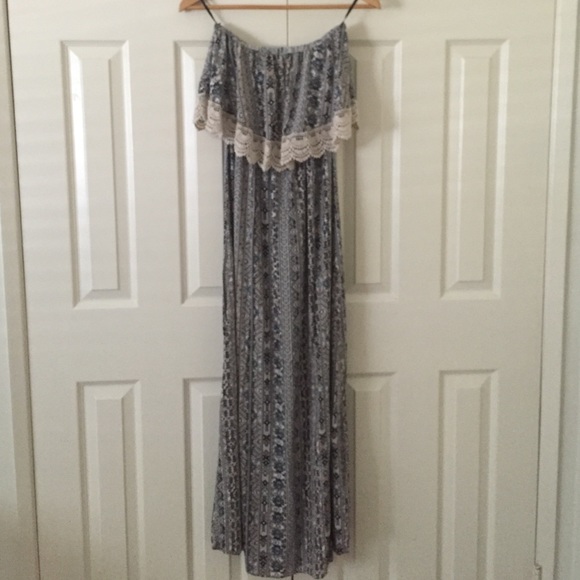 Southwestern print layered tiered maxi dress