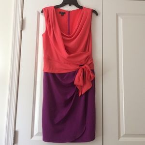 Color blocked cocktail dress.