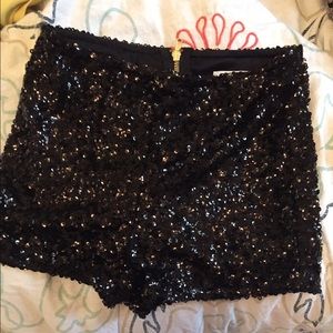 High wasted black sparkle shorts