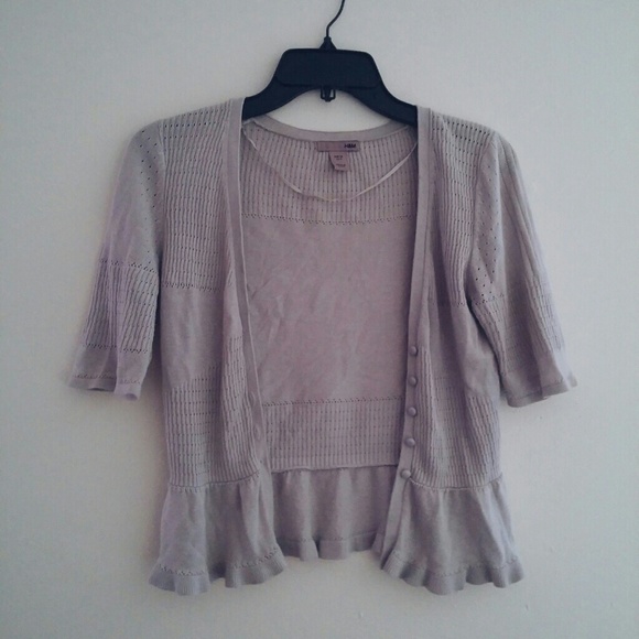 Grey half-sleeve cardigan