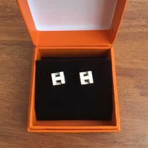 HERMES White Cube Earrings