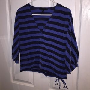 BCBG maxazria blue and black stripped top