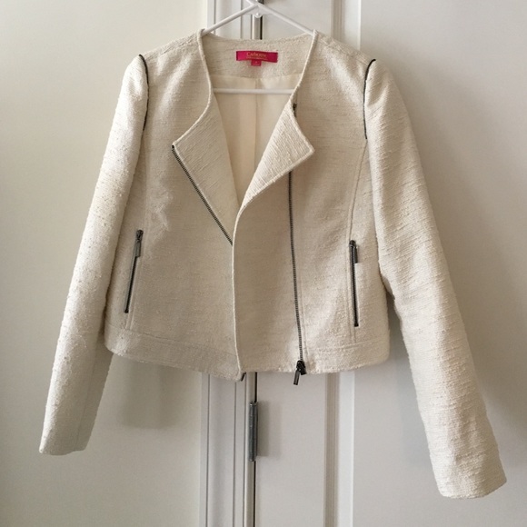 Catherine Malandrino Jackets & Blazers - Catherine malandrino cream moto blazer