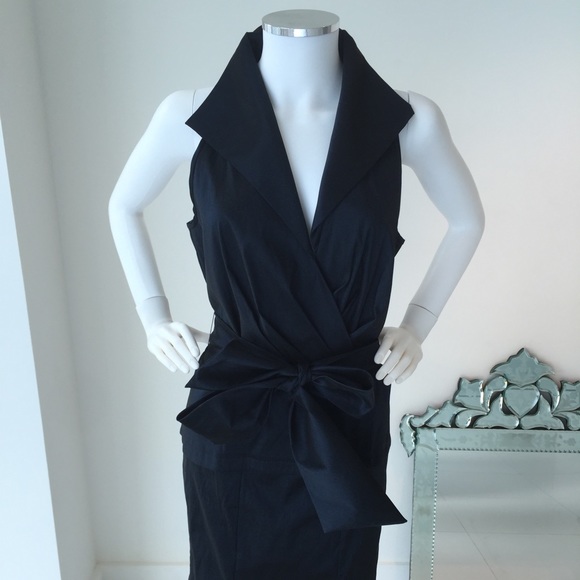 Sold✨STADASHI COLLECTION✨ silk Navy faux wrap gown - Picture 2 of 4