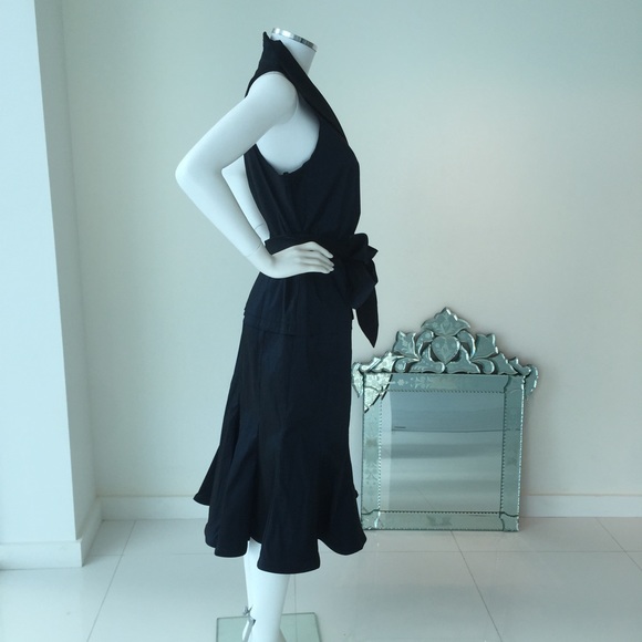 Sold✨STADASHI COLLECTION✨ silk Navy faux wrap gown - Picture 3 of 4