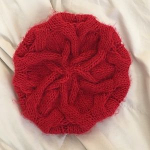 Urban Outfitters red cable knit slouch beanie