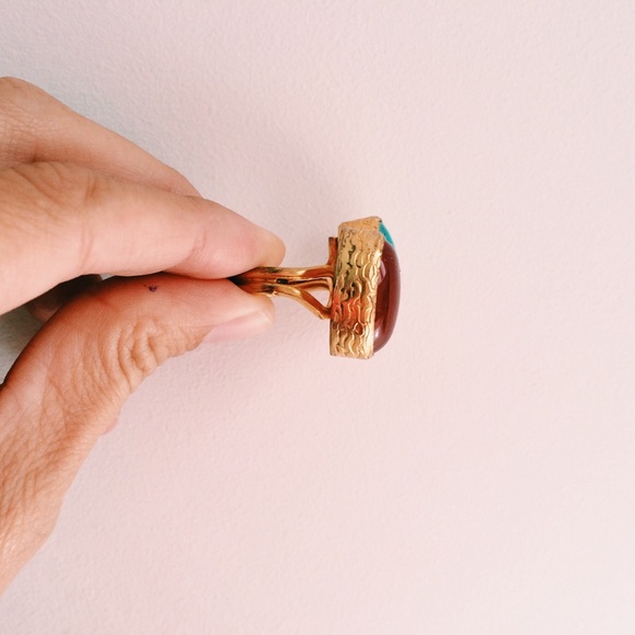 gold adjustable statement ring - Picture 2 of 4