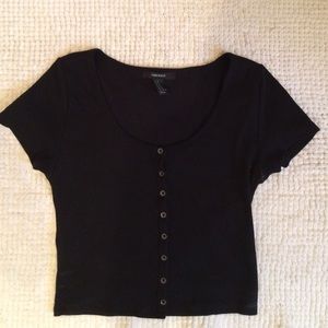 Button-Front Crop Top