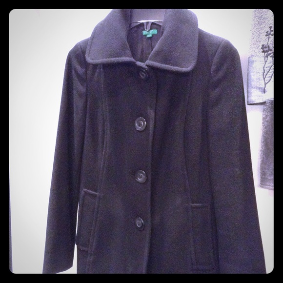 Black Wool Winter Coat by Benetton