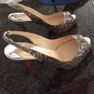 Christian Louboutin glitter multi colored heels