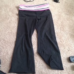Striped vs pink yoga pants