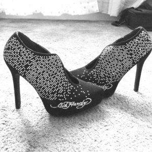 Ed Hardy Royal Blue Suede Stilettos