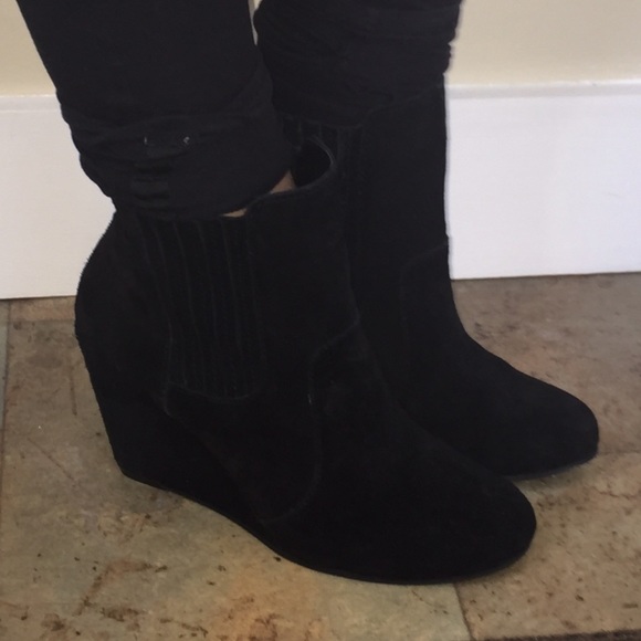 BCBG ankle wedge booties